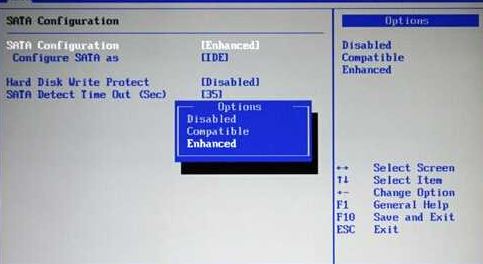 SATA ConfigurationѡĸѡSATAģʽcompatibleenhancedķ