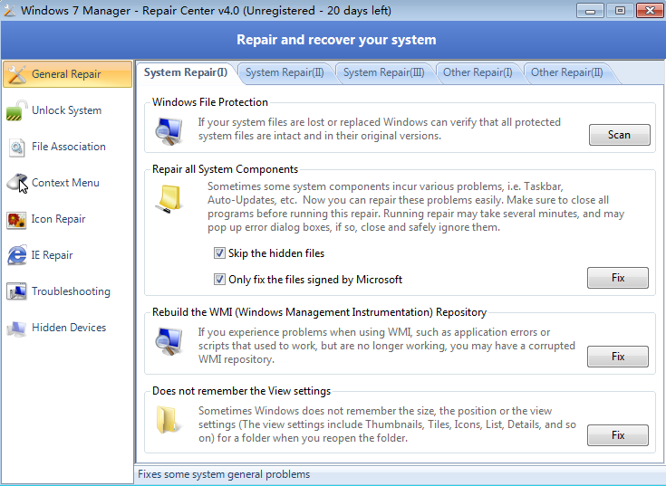 Windows 7系统一键修复工具(Repair Center)